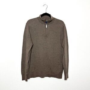 Fairlane Men's Merino Wool Quarter-Zip Sweater in Mocha Size XL